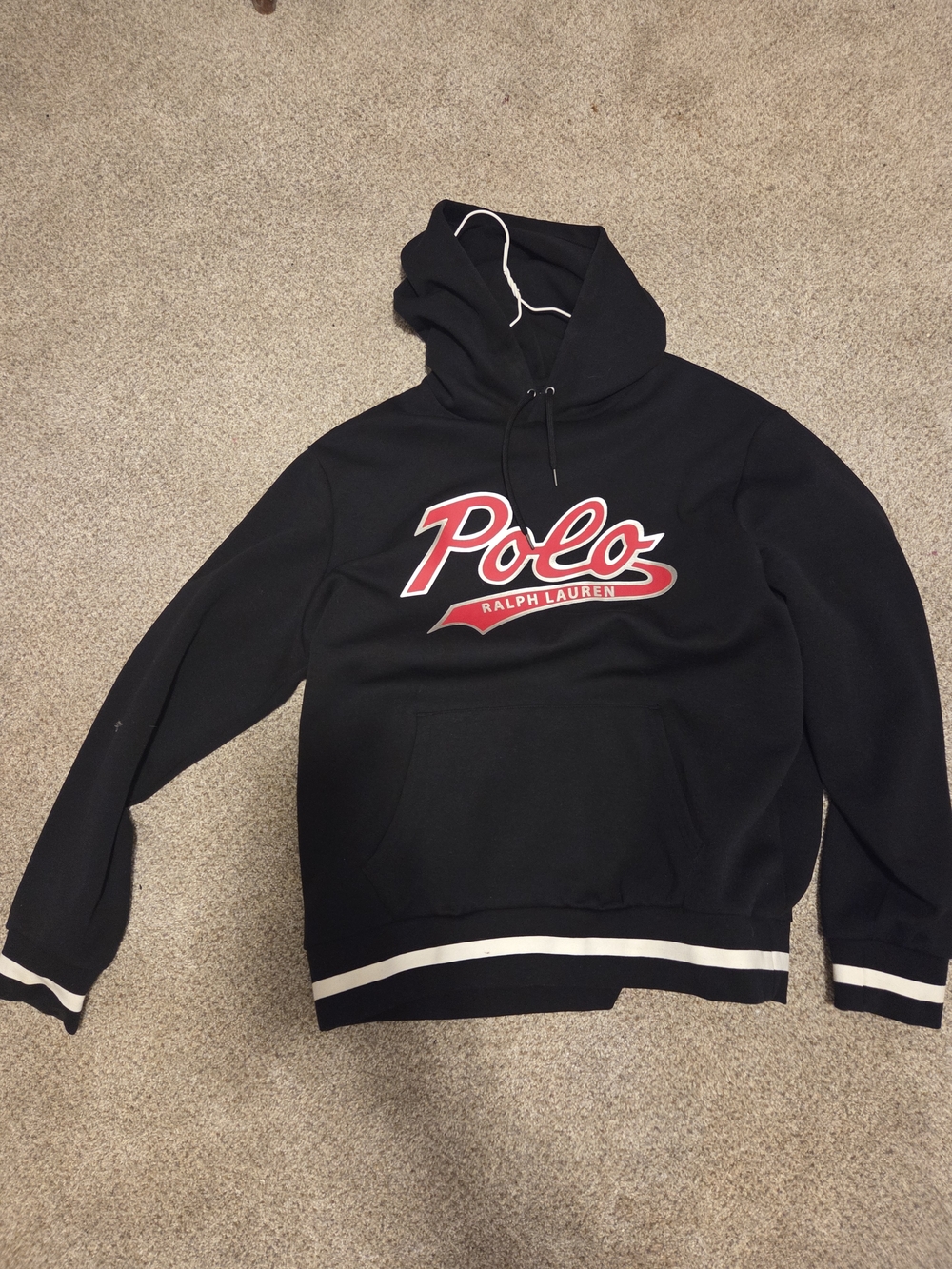 Polo by Ralph Lauren Black Hoodie with Red Logo Script